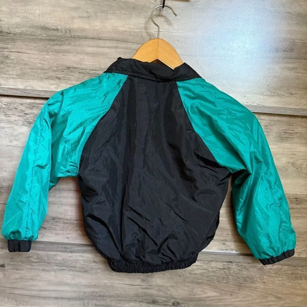 Colorblock Vintage 80s 90s Windbreaker Jacket Teal Fuchsia Black Boys 4 good pre
